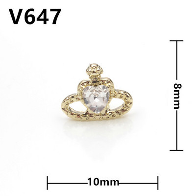 5gab. Modes kronis/planētas nagu Rhinestone piekariņi, rotājumi 8*10 mm mīlestības sirds formas dārgakmeņi dimanta rotaslietas DIY nagu mākslai
