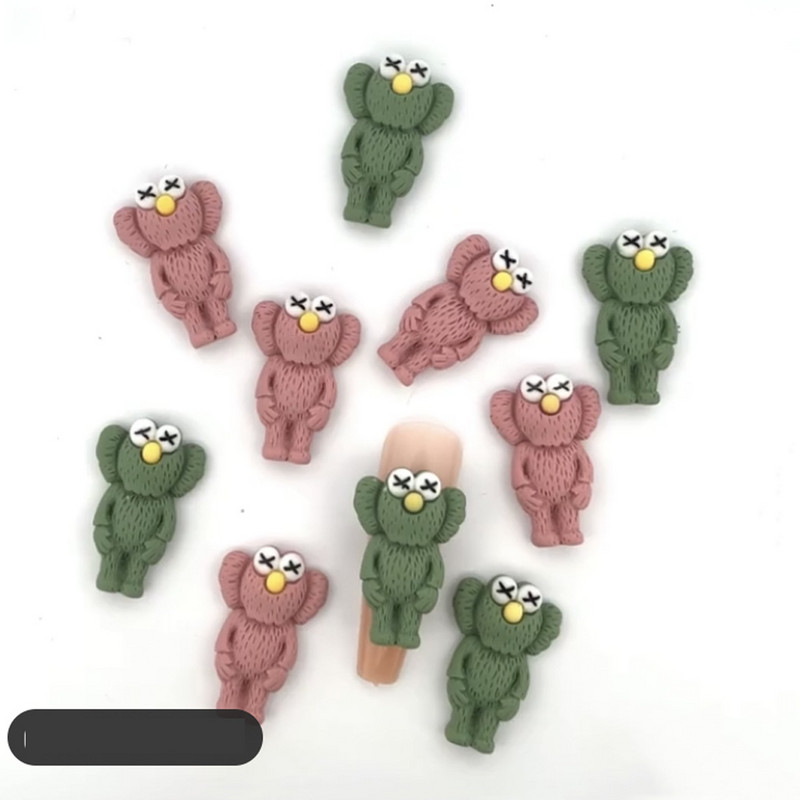 10 DB rajzfilm figurás körömbűvölők, 28x18 mm-es trendi anime baba manikűr, aranyos dekoráció barkács Kawaii körmökhöz / mobiltelefonhoz