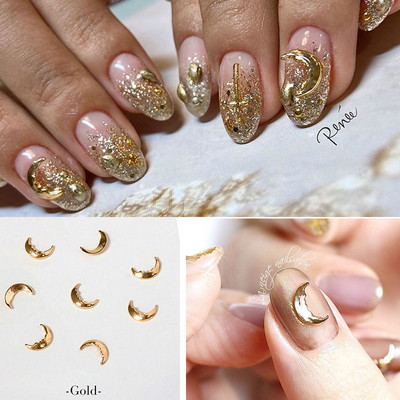 20 τμχ INS Moon Alloy Nail Art Decorations Gold Silver 3d New Arrive Charms Καρφώματα νυχιών DIY Μανικιούρ Ιαπωνικό αξεσουάρ κοσμήματος