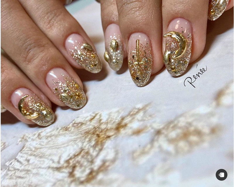 20PCS INS Moon Alloy Nail Art Decorations Zlato Srebrni 3D Novopristigli privjesci Zakovci za nokte DIY Manikura Japanski nakit Dodatak