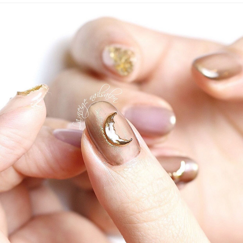 20PCS INS Moon Alloy Nail Art Decorations Zlato Srebrni 3D Novopristigli privjesci Zakovci za nokte DIY Manikura Japanski nakit Dodatak