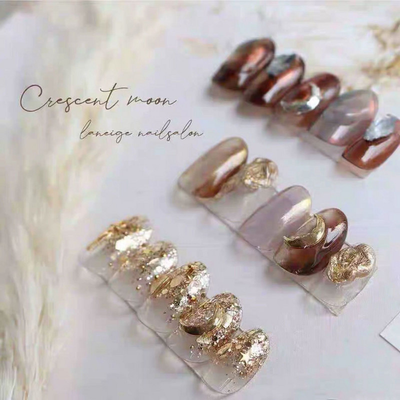 20PCS INS Moon Alloy Nail Art Decorations Zlato Srebrni 3D Novopristigli privjesci Zakovci za nokte DIY Manikura Japanski nakit Dodatak