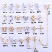 10db Nail Art cirkon dekorációk köröm ékszerek fém gyöngy matrica gyémánt csillag hold kagyló viráglánc pillangó