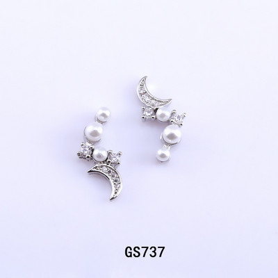 10db Nail Art cirkon dekorációk köröm ékszerek fém gyöngy matrica gyémánt csillag hold kagyló viráglánc pillangó