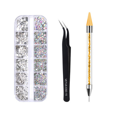 Új több méretű köröm strassz 3D Crystal AB DIY Nails Art Dekorációk Crystal Diamond Drágakövek Csillogó Ékszerek Szépség Smink Eszközök