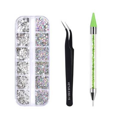 Új több méretű köröm strassz 3D Crystal AB DIY Nails Art Dekorációk Crystal Diamond Drágakövek Csillogó Ékszerek Szépség Smink Eszközök