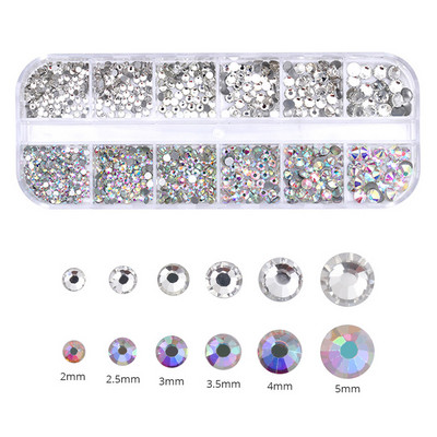 Új több méretű köröm strassz 3D Crystal AB DIY Nails Art Dekorációk Crystal Diamond Drágakövek Csillogó Ékszerek Szépség Smink Eszközök