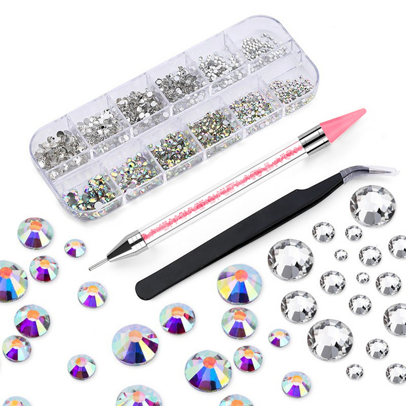 Új több méretű köröm strassz 3D Crystal AB DIY Nails Art Dekorációk Crystal Diamond Drágakövek Csillogó Ékszerek Szépség Smink Eszközök