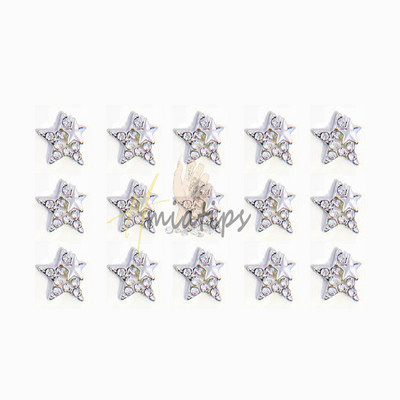 10db Star Nail Art Charms Kristály Strasszkő Ezüst 3D Csillag Dekorációk Fém Ékszerek Metal Deco Kiegészítők