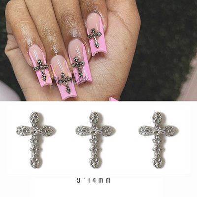 10db Star Nail Art Charms Kristály Strasszkő Ezüst 3D Csillag Dekorációk Fém Ékszerek Metal Deco Kiegészítők