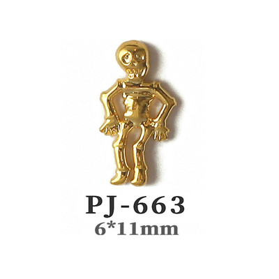 50db Retro Nail Charms Halloween Dekoráció Fém Nail Art Design Koponya Pumpkin Diamond Vintage Luxus Nails Manikűr eszköz