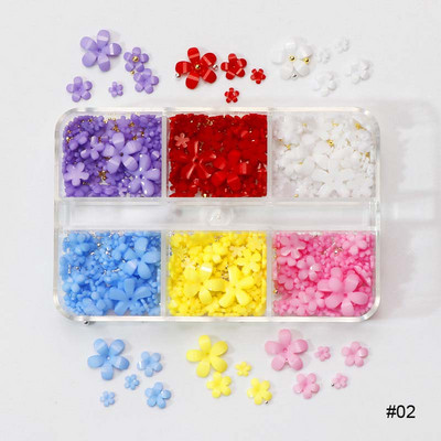 1 kast/kott Vaigust lilleline küünekunsti kaunistus Kuldne hõbedane kalliskivi helmed segu akrüülist florets küüned kivist lilleline võlu 3D küünekaunistus