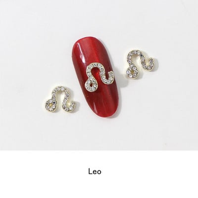 12 Zodiac Word Charm medál Csillagkép köröm varázslat 3D ötvözet lapos hátú epoxigyanta kellék kitöltő barkács ékszerkészítési kiegészítő