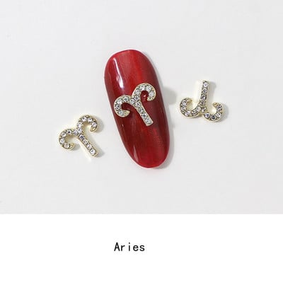 12 Zodiac Word Charm medál Csillagkép köröm varázslat 3D ötvözet lapos hátú epoxigyanta kellék kitöltő barkács ékszerkészítési kiegészítő