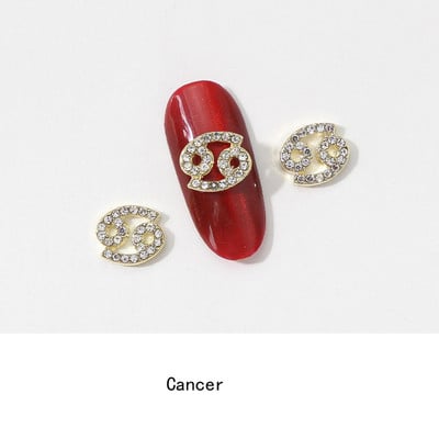 12 Zodiac Word Charm medál Csillagkép köröm varázslat 3D ötvözet lapos hátú epoxigyanta kellék kitöltő barkács ékszerkészítési kiegészítő