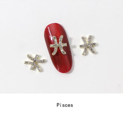 12 Zodiac Word Charm medál Csillagkép köröm varázslat 3D ötvözet lapos hátú epoxigyanta kellék kitöltő barkács ékszerkészítési kiegészítő