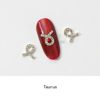 12 Zodiac Word Charm medál Csillagkép köröm varázslat 3D ötvözet lapos hátú epoxigyanta kellék kitöltő barkács ékszerkészítési kiegészítő