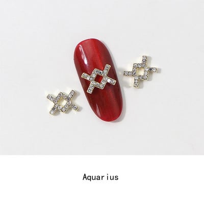 12 Zodiac Word Charm medál Csillagkép köröm varázslat 3D ötvözet lapos hátú epoxigyanta kellék kitöltő barkács ékszerkészítési kiegészítő
