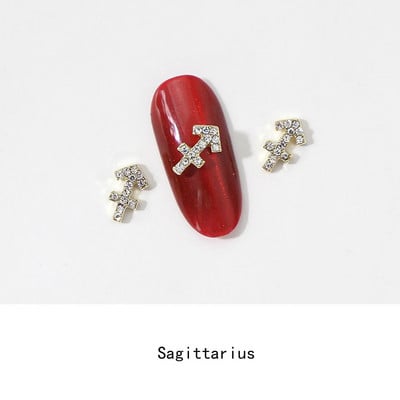 12 Zodiac Word Charm medál Csillagkép köröm varázslat 3D ötvözet lapos hátú epoxigyanta kellék kitöltő barkács ékszerkészítési kiegészítő