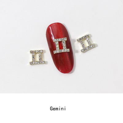 12 Zodiac Word Charm medál Csillagkép köröm varázslat 3D ötvözet lapos hátú epoxigyanta kellék kitöltő barkács ékszerkészítési kiegészítő