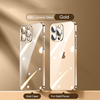 3CG kvadrātveida pārklājuma caurspīdīgs korpuss iPhone 14 13 12 11 Pro Max Plus X XR XS SE 2022 7 8 objektīva aizsargājošs mīksts silikona vāciņš