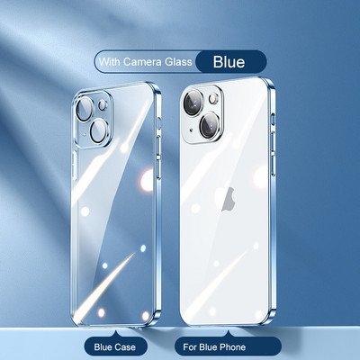 3CG kvadrātveida pārklājuma caurspīdīgs korpuss iPhone 14 13 12 11 Pro Max Plus X XR XS SE 2022 7 8 objektīva aizsargājošs mīksts silikona vāciņš