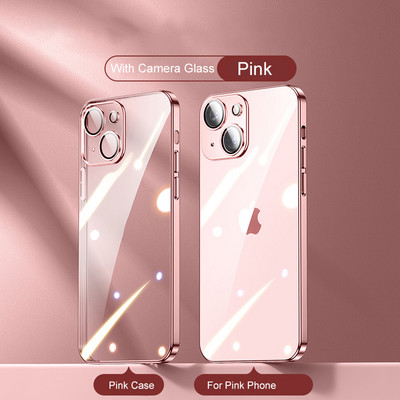 3CG kvadrātveida pārklājuma caurspīdīgs korpuss iPhone 14 13 12 11 Pro Max Plus X XR XS SE 2022 7 8 objektīva aizsargājošs mīksts silikona vāciņš