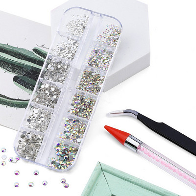 Multi-Size Flat Back AB Crystal Nail Rhinestones DIY Nail Art Decorations Crystal Diamond Gem Nail Beauty Tools Set besplatna dostava