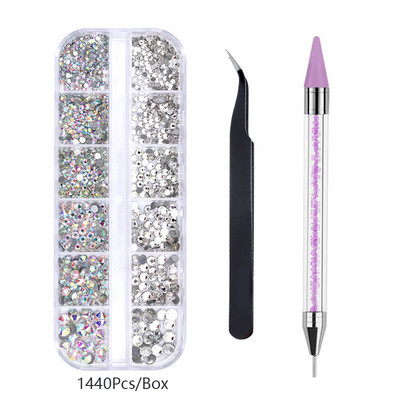 Több méretű, lapos hátú AB Kristály köröm strasszok DIY körömdíszítések Crystal Diamond Gem köröm szépségápolási eszközök készlet Ingyenes szállítás