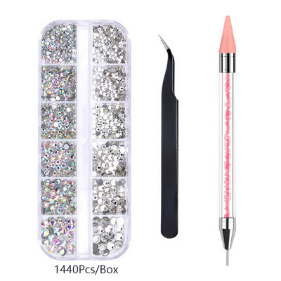 Több méretű, lapos hátú AB Kristály köröm strasszok DIY körömdíszítések Crystal Diamond Gem köröm szépségápolási eszközök készlet Ingyenes szállítás
