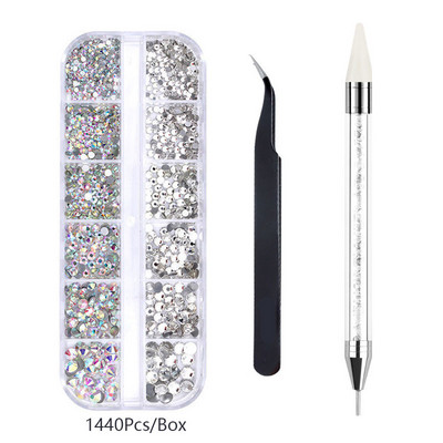 Több méretű, lapos hátú AB Kristály köröm strasszok DIY körömdíszítések Crystal Diamond Gem köröm szépségápolási eszközök készlet Ingyenes szállítás