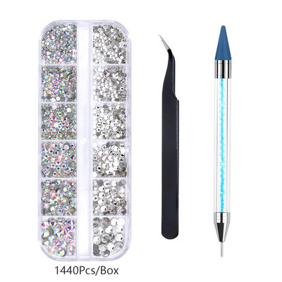 Több méretű, lapos hátú AB Kristály köröm strasszok DIY körömdíszítések Crystal Diamond Gem köröm szépségápolási eszközök készlet Ingyenes szállítás