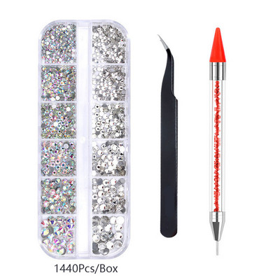 Több méretű, lapos hátú AB Kristály köröm strasszok DIY körömdíszítések Crystal Diamond Gem köröm szépségápolási eszközök készlet Ingyenes szállítás