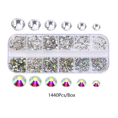 Több méretű, lapos hátú AB Kristály köröm strasszok DIY körömdíszítések Crystal Diamond Gem köröm szépségápolási eszközök készlet Ingyenes szállítás
