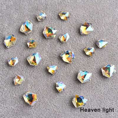 Netaisyklingo ledo kubo nagų dailė Kalnų krištolinio taško dugnas, blizgus krištolinis stiklas, mišraus dydžio 3D pirštų nagų dekoravimas, pasidaryk pats, 20/50 vnt.