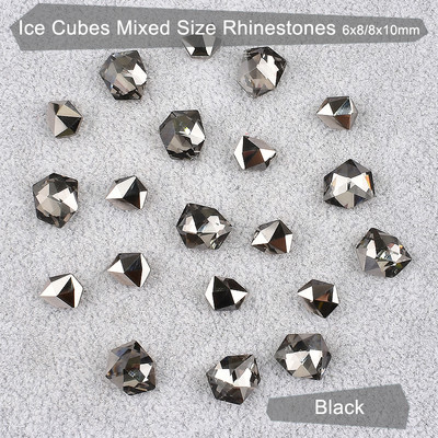 Netaisyklingo ledo kubo nagų dailė Kalnų krištolinio taško dugnas, blizgus krištolinis stiklas, mišraus dydžio 3D pirštų nagų dekoravimas, pasidaryk pats, 20/50 vnt.