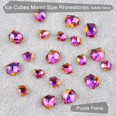 Netaisyklingo ledo kubo nagų dailė Kalnų krištolinio taško dugnas, blizgus krištolinis stiklas, mišraus dydžio 3D pirštų nagų dekoravimas, pasidaryk pats, 20/50 vnt.