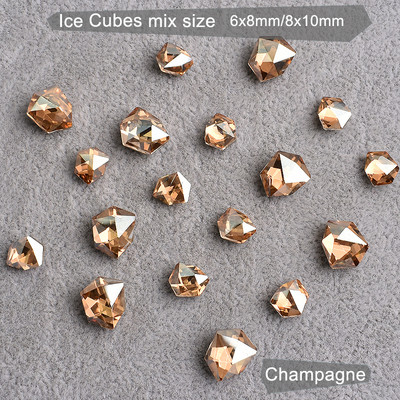 Netaisyklingo ledo kubo nagų dailė Kalnų krištolinio taško dugnas, blizgus krištolinis stiklas, mišraus dydžio 3D pirštų nagų dekoravimas, pasidaryk pats, 20/50 vnt.