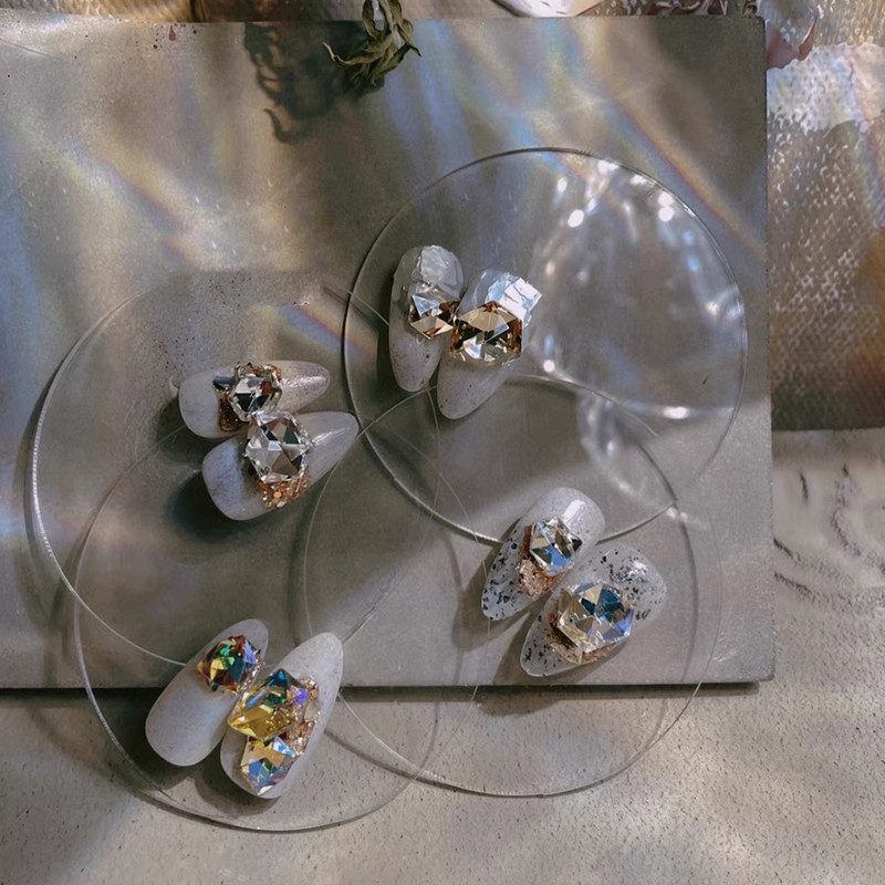 Netaisyklingo ledo kubo nagų dailė Kalnų krištolinio taško dugnas, blizgus krištolinis stiklas, mišraus dydžio 3D pirštų nagų dekoravimas, pasidaryk pats, 20/50 vnt.