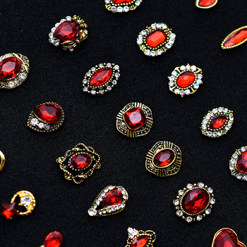 10 бр. Златни 3D червени скъпоценни камъни, кристални ярки нокти, кристали, сплав, декорации за нокти, блясък, Направи си сам, аксесоари за нокти, консумативи ТОП