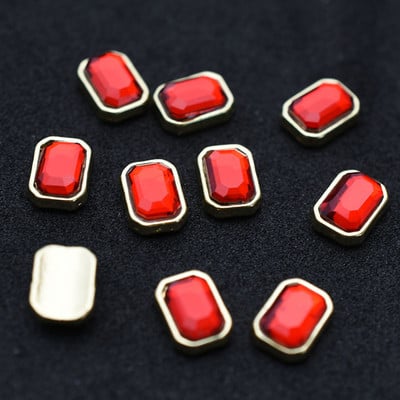 10db Arany 3D Vörös Drágakövek Kristály Fényes Köröm Strasszkő ötvözet Nail Art Dekorációk Csillogó Barkács köröm Kiegészítők Kellékek TOP