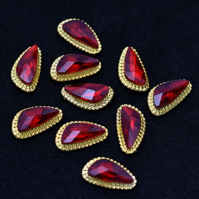 10db Arany 3D Vörös Drágakövek Kristály Fényes Köröm Strasszkő ötvözet Nail Art Dekorációk Csillogó Barkács köröm Kiegészítők Kellékek TOP
