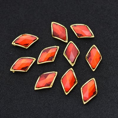 10db Arany 3D Vörös Drágakövek Kristály Fényes Köröm Strasszkő ötvözet Nail Art Dekorációk Csillogó Barkács köröm Kiegészítők Kellékek TOP