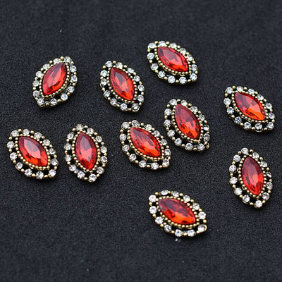 10db Arany 3D Vörös Drágakövek Kristály Fényes Köröm Strasszkő ötvözet Nail Art Dekorációk Csillogó Barkács köröm Kiegészítők Kellékek TOP