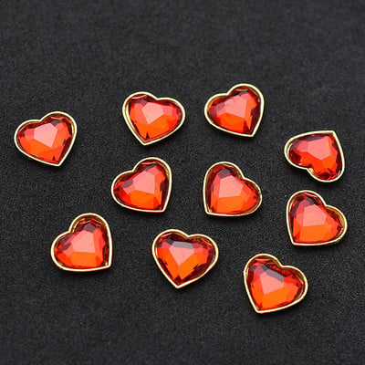 10db Arany 3D Vörös Drágakövek Kristály Fényes Köröm Strasszkő ötvözet Nail Art Dekorációk Csillogó Barkács köröm Kiegészítők Kellékek TOP