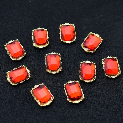 10db Arany 3D Vörös Drágakövek Kristály Fényes Köröm Strasszkő ötvözet Nail Art Dekorációk Csillogó Barkács köröm Kiegészítők Kellékek TOP