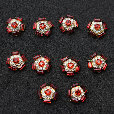 10db Arany 3D Vörös Drágakövek Kristály Fényes Köröm Strasszkő ötvözet Nail Art Dekorációk Csillogó Barkács köröm Kiegészítők Kellékek TOP