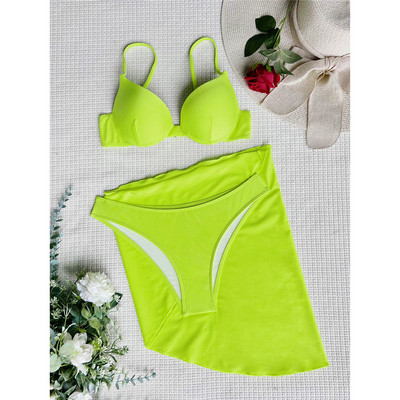 3 DB Sarong melltartó kupával, magas kivágású bikini női fürdőruha Női fürdőruha Háromrészes bikini szett fürdőruha fürdőruha úszó V3194G