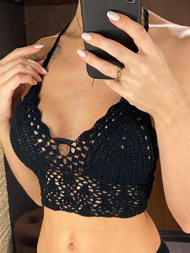 S - XL 9 színű Hollow Out Beach felső horgolt kötött bikini felső Női fürdőruha Női fürdőruha fürdőruha Swim V4193W