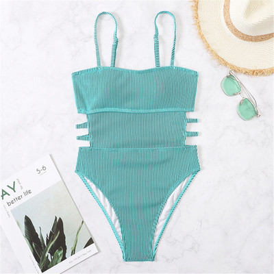 S - XL 11 boja Rebrasti izrezani jednodijelni kupaći kostim Ženski kupaći kostim Ženski visoki nogavica Podstavljeni kupaći kostim Swim Lady V3404